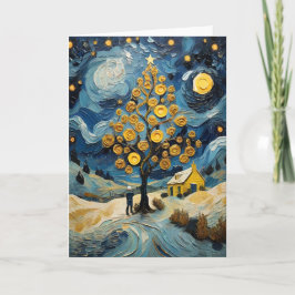 Julens Vintage Art inspirerad av Van Gogh Helgkort