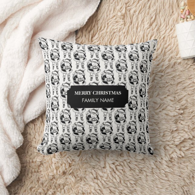 Julens Vintage Black White Tomtomtens eget namn Kudde (Filt)