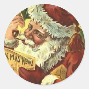 Julens Vintage Gamla jultomten Stickers Runt Klistermärke