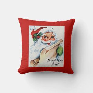 Julens Vintage Jultomten Naughty eller Nice Kudde