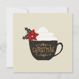 Julens Vintage Kaffe Kopp Red Poinsettia Inbjudningar