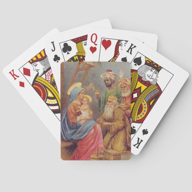 Julens Vintage Nativitet Jesus Illustration Kortlek (Baksidan)