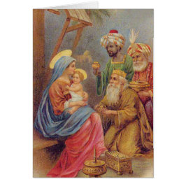Julens Vintage Nativitet Jesus Illustration OBS Kort