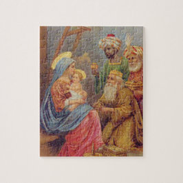 Julens Vintage Nativitet Jesus Illustration Pussel