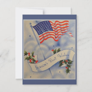 Julens Vintage Patriotic American Flagga Julkort