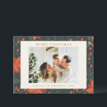 Julens Vintage Red Botanical Grey Two Photo Julkort<br><div class="desc">Julens Vintage Red Botanical Grey Two Photo Helgdag Card</div>