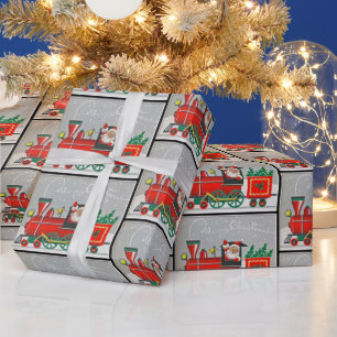 Julens Vintage Retro Tåg Santa Presentpapper