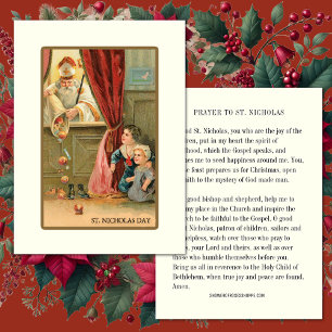 Julens Vintage Sankt Nicholas Day Prayer Card Visitkort