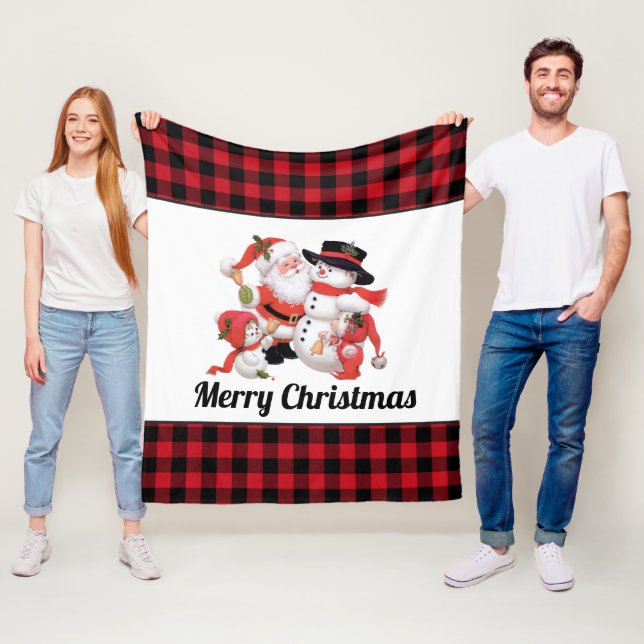 Julens Vintage Santa add namn eller meddelande Fleecefilt (På plats)