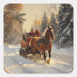 Julens Vintage Stickers Fyrkantigt Klistermärke