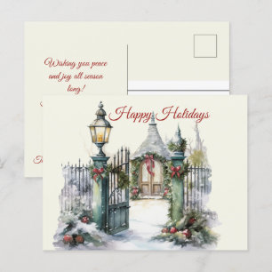 Julens Vintage Winter Scene Glad helg Vykort