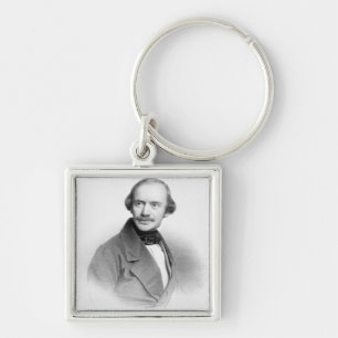 Jules Benedict Fyrkantig Silverfärgad Nyckelring