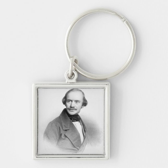 Jules Benedict Fyrkantig Silverfärgad Nyckelring (Framsidan)