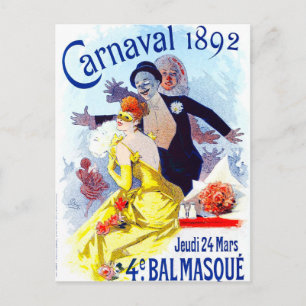 Jules Cheret Carnaval Postcard Vykort