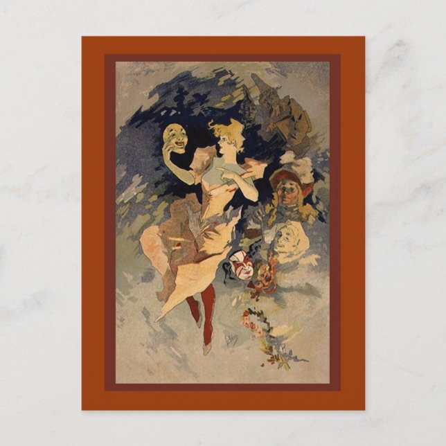 Jules Cheret "La Danse" 1891 Vykort (Framsida)