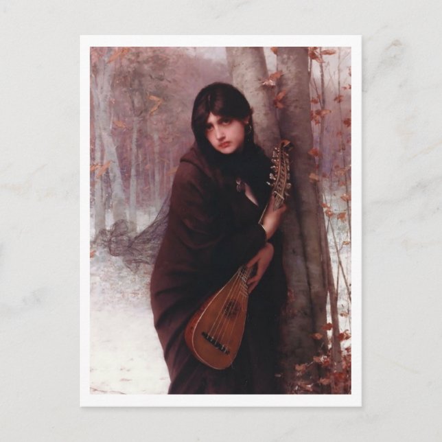 Jules Joseph Lefebvre, flicka med mandolin Vykort (Framsida)