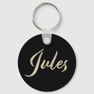 Jules Namn whitegold Button Schlüsselanhänger Nyckelring