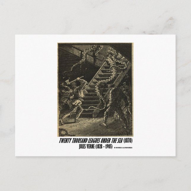 Jules Verne 20 000 Leagues Squid Vykort (Framsida)