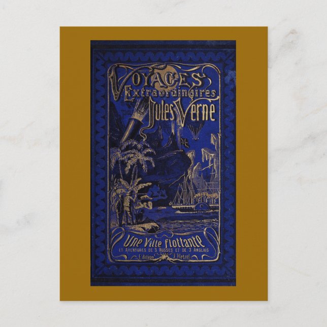 Jules Verne A Flytande City Antique Bok Cover Vykort (Framsida)