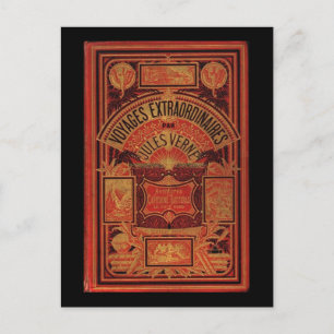 Jules Verne Extraordinär Voyages Bok Cover Vykort