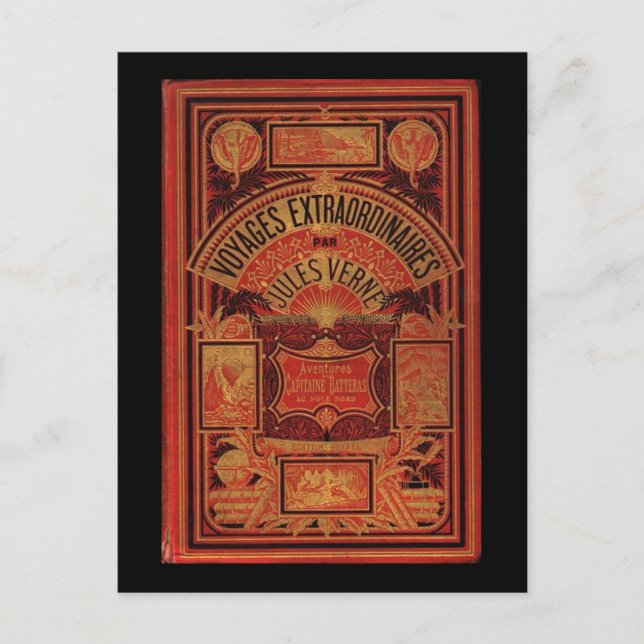 Jules Verne Extraordinär Voyages Bok Cover Vykort (Framsida)