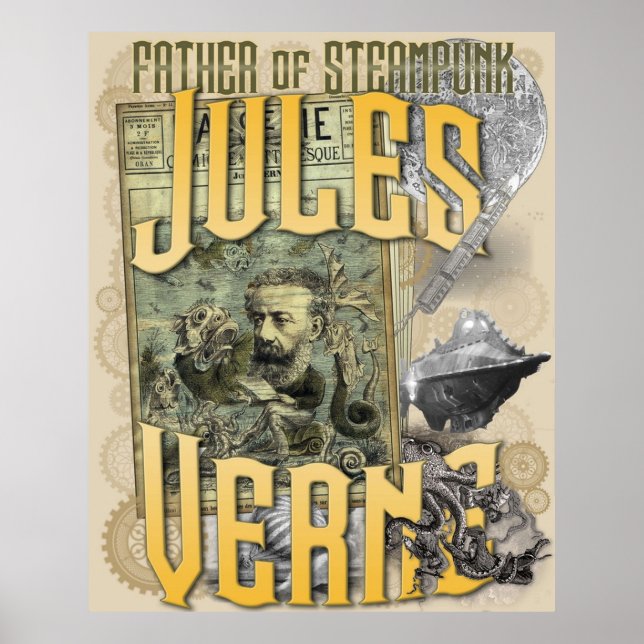 Jules Verne Far of Steampunk Poster (Framsidan)