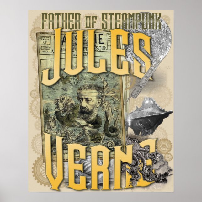 Jules Verne Far of Steampunk Poster (Framsidan)