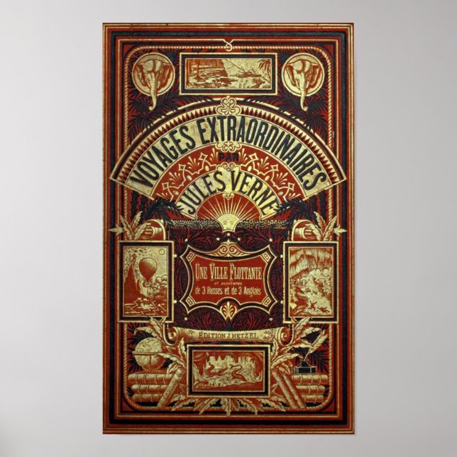 Jules Verne Old Bok Cover Poster (Framsidan)
