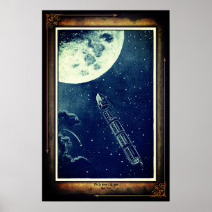 Jules Verne Poster från jorden till Måne