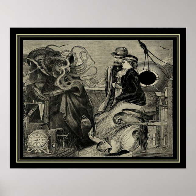 Jules Verne Victorian Steampunk Illustration 16x20 Poster (Framsidan)