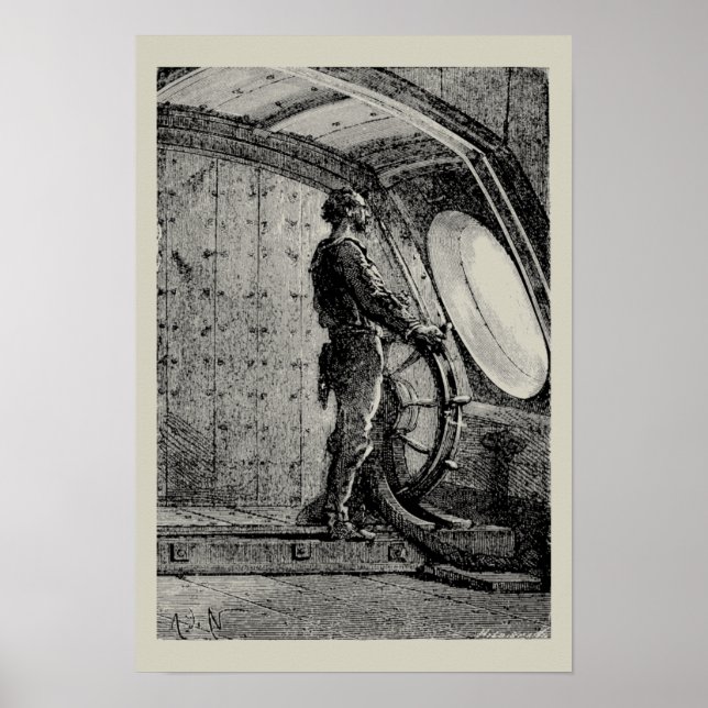 Jules Vernes kapten Nemo styrde Nautilus Poster (Framsidan)