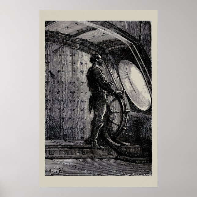 Jules Vernes kapten Nemo styrde Nautilus Poster (Framsidan)