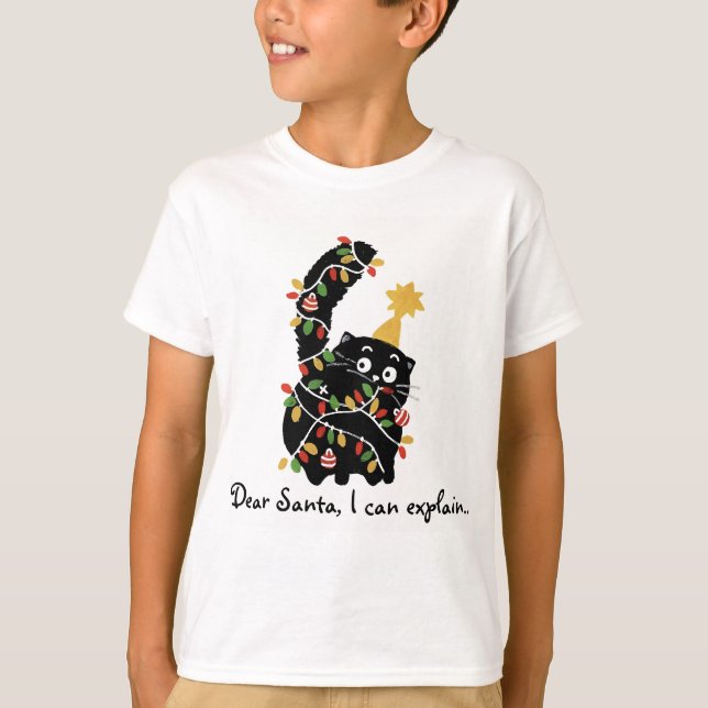 Julestil Julenisse Katt Söt Rolig T Shirt (Framsida)