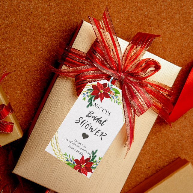 Julestjärna Blomsterbukett Bröllopsdusch Tack Presentetikett (Skapare uppladdad)