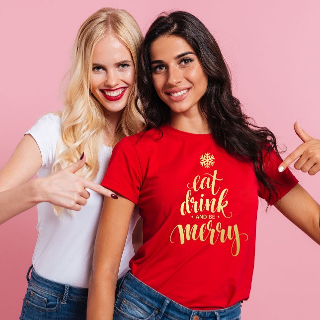 Juletid Drick och bli Merry Red Women's T Shirt (Skapare uppladdad)