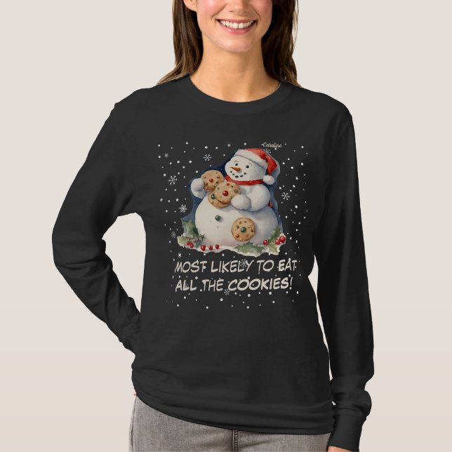 Juletid i snögubbe All Cookies Anpassningsbar T Shirt (Framsida)