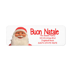 Juletikett för Buon Natale Returadress Etikett