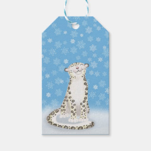 juletiketter av leopard "Låt det snöa" snö Presentetikett