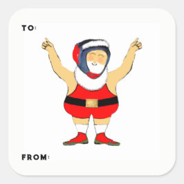 Juletiketter för brottning fyrkantigt klistermärke