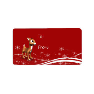 Juletiketter för Cute Tecknad Reindeer Adressetikett