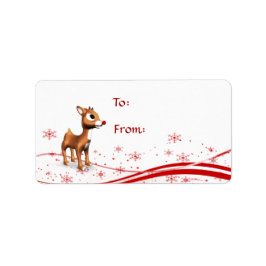 Juletiketter för Cute Tecknad Reindeer Adressetikett