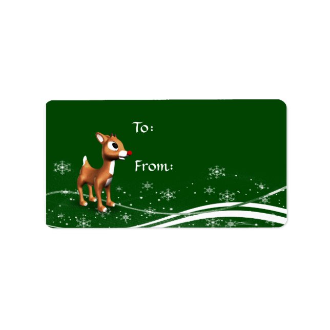 Juletiketter för Cute Tecknad Reindeer Adressetikett (Framsidan)