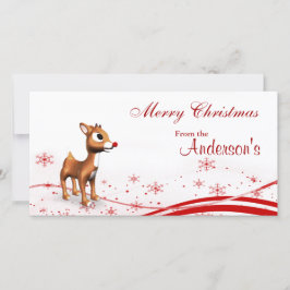 Juletiketter för Cute Tecknad Reindeer Julkort