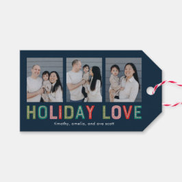 Juletiketter för Ljärt Linjer Helgdag Photo Presentetikett