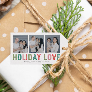 Juletiketter för Ljärt Linjer Helgdag Photo Presentetikett
