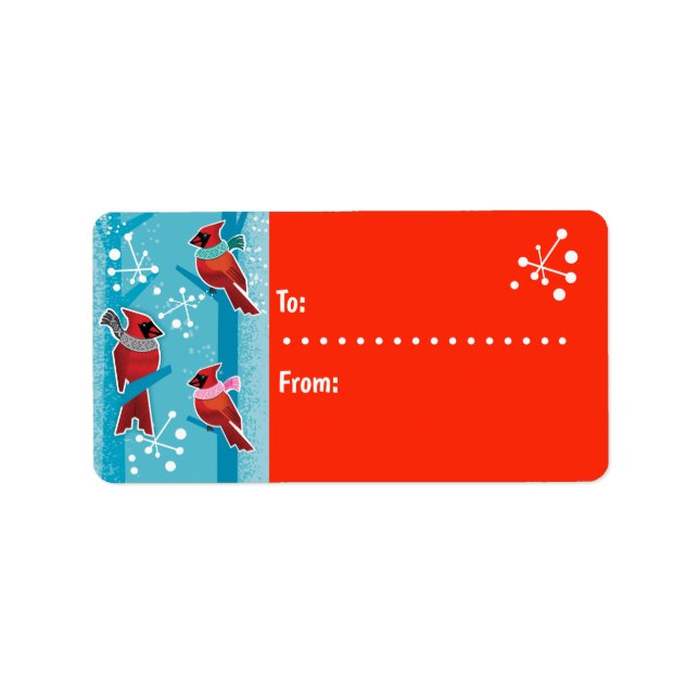 Juletiketter för MCM-kardinaler Adressetikett (Framsidan)