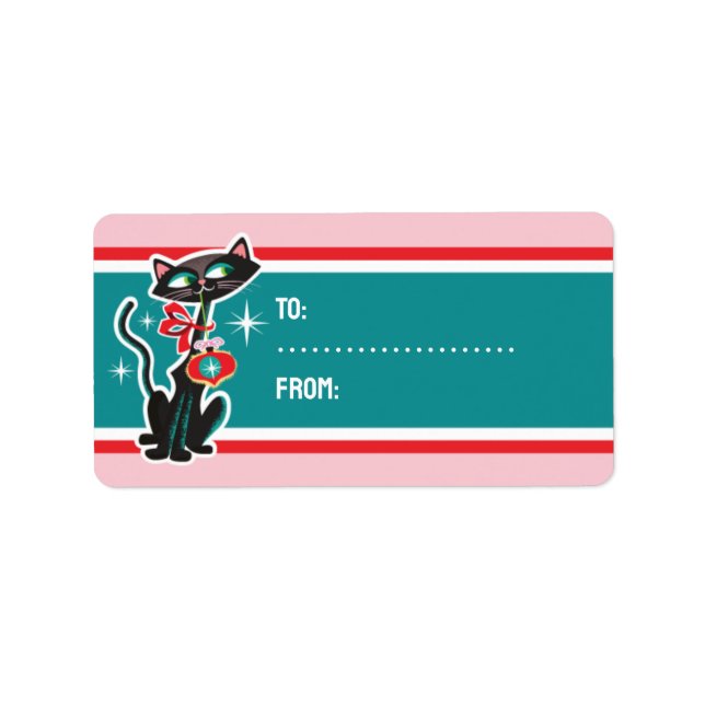 Juletiketter för Mid Centres Cat sätter på Adressetikett (Framsidan)