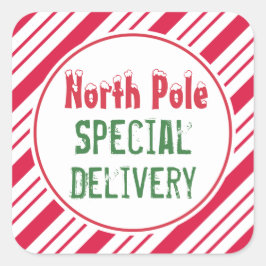 Juletiketter för Speciell leverans av Nordpolen Fyrkantigt Klistermärke