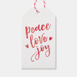Juletiketter för vattenfärg för fredkärlekglä presentetikett