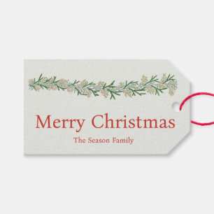 Juletiketter för vattenfärg Garland Presentetikett